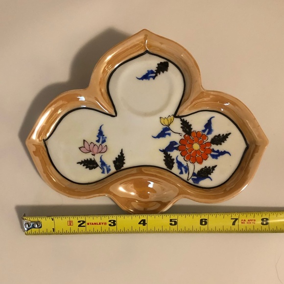 Vintage lusterware trinket serving dish plate floral pattern - Picture 4 of 9